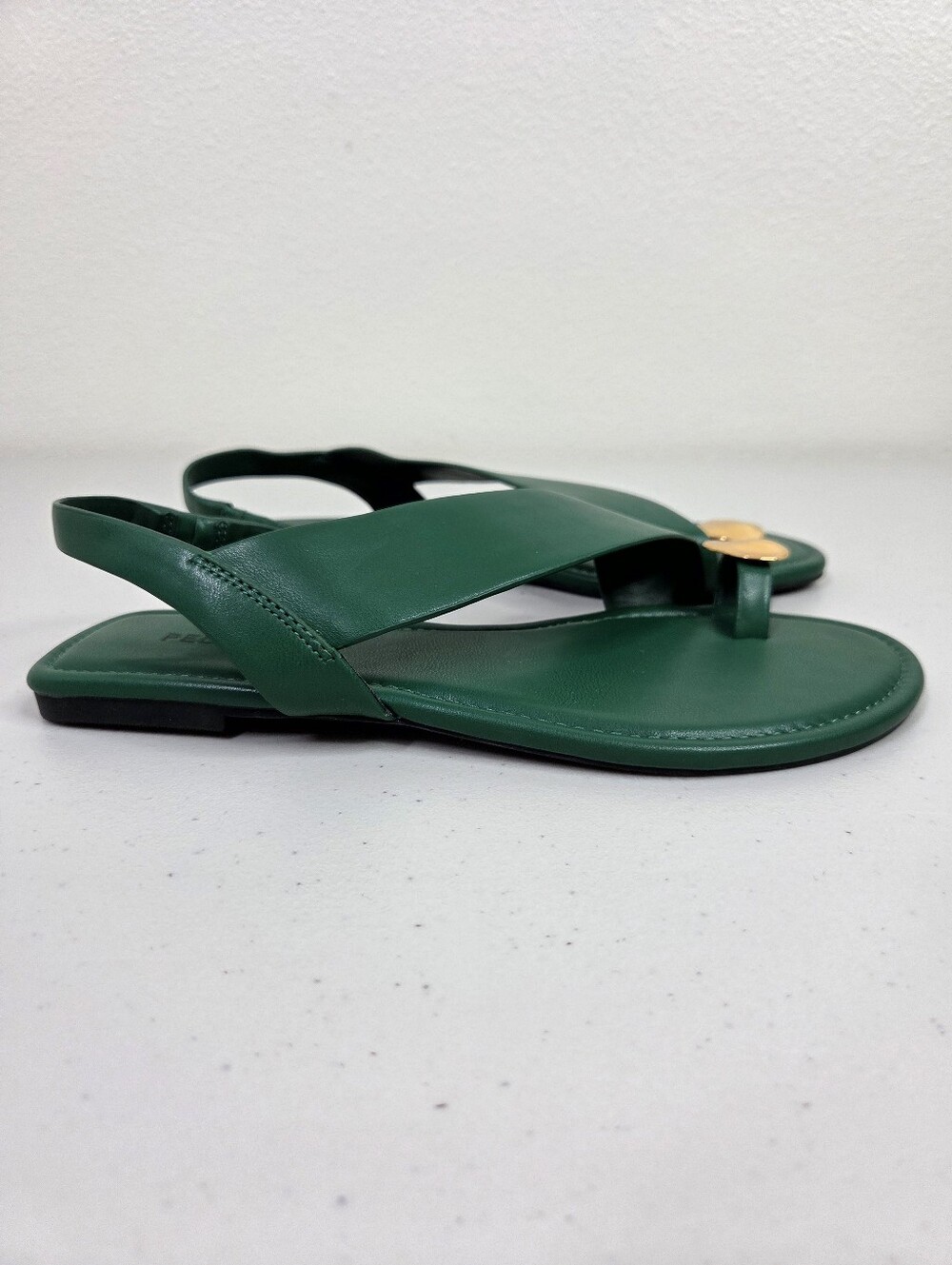 Pedro Alexis Green Leather Cross-Strap Slingback Sandals with Gold Accent Toe - Picture 6 of 16